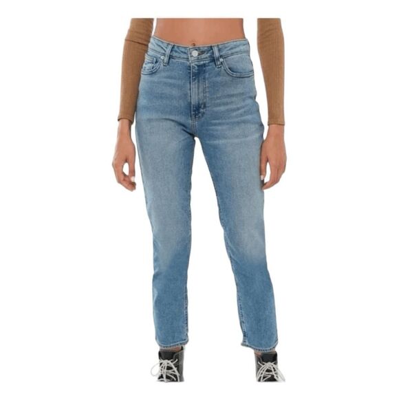 BDG Urban Outfitters Girlfriend Jean Blue Medium Wash Hi-Rise Destroyed Hem 26 - Picture 1 of 13